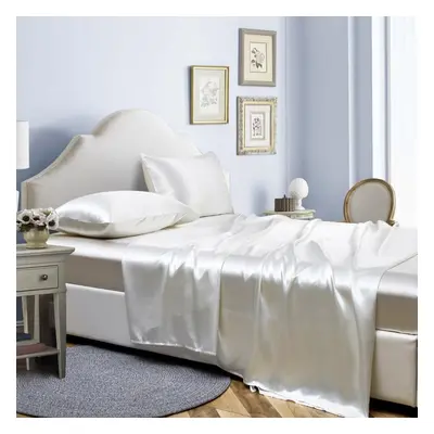 (beige, Twin) Colors Four-piece Set Of Solid Color Luxury Sheets Bed Hat Pillowcase Home Bedding