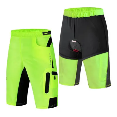 (green, 3XL) Cycling Shorts Wosawe Mtb Bike Ride Sports Shorts Loose Fit Quick Dry