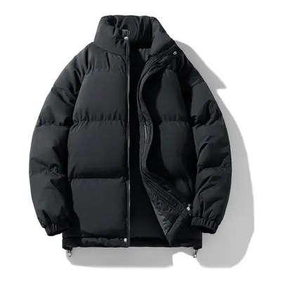 (black, XXXL) Short Large Down Cotton Warm Men&apos;s Winter Cotton Coat Plush Thickened