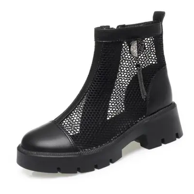 (black, 41) Women Summer Boots British Fashion Summer Women Boots Mesh Tassel Women Cool Boots