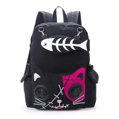 (rose) Womens Speaker Bags Cat Animal Rucksack Backpack Gothic Plug Play Fish Bone Girls Gift Ba