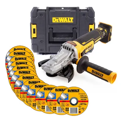 Dewalt DCG405FN 18v XR Brushless 125mm Flathead Angle Grinder Tstak + Discs