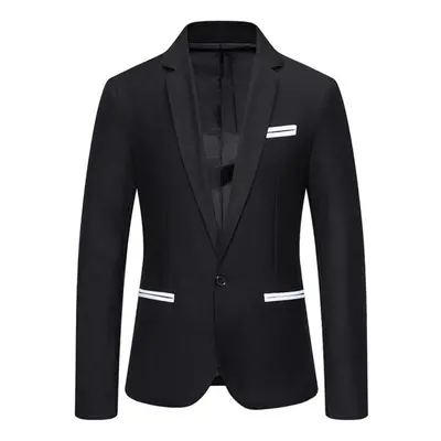 (black, M) Cozy Up Men&apos;s Slim Fit Suit Separates,single Breasted Solid Jacket Vest Pants