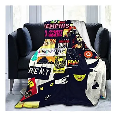 Broadway Musicals Collage Fleece Blankets,Soft Warmer Throw Blankets for All Season,Lightweight 