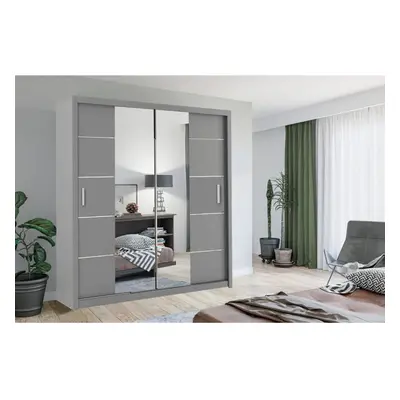 (Grey, 203CM) NZ Oslo 2&3 Door Sliding Mirror Door Wardrobe