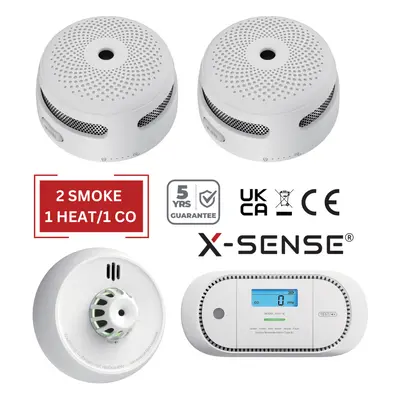 (2 Smoke / Heat / CO) Smoke Detectors Heat Alarms and CO Detector Sets