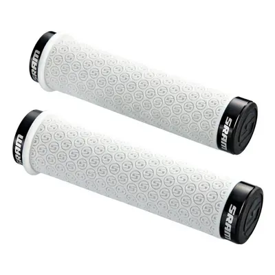 (One Size, White) SRAM DH Silicone Locking Grips With Double Clamps & End Plugs