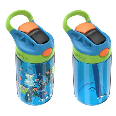 Contigo Autospout Water Bottle 14oz Pack of Blue Poppy Squishies GFX Blue Poppy/Cool Lime