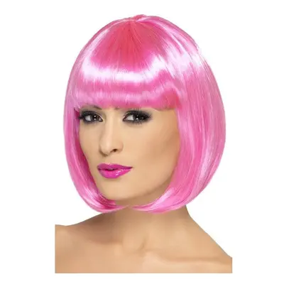 Smiffy's 12-inch Partyrama Wig Short Bob With Fringe - Pink - wig pink partyrama bob short fancy