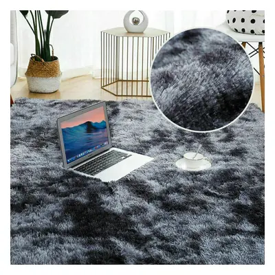 (Dark Grey, 160x230cm) Fluffy Large Rugs Anti-Slip Soft Carpet Mat Floor Living Room Bedroom Rug