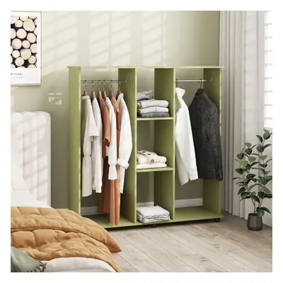 HOMCOM Mobile Double Open Wardrobe w/ Clothes Hanging Rail Colthing, Green