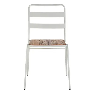 Premier Housewares District White Metal and Elm Wood Chair