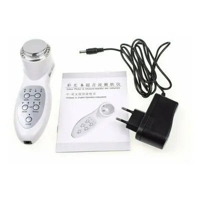 (EU Plug) Color Led Light Ultrasonic Facial Skin Appliance Therapy Photon Rejuvenation Mode RGB 