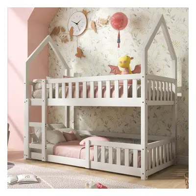 Solid Wood 3FT Single Bunk Bed, Twin Sleeper Bed with Ladder