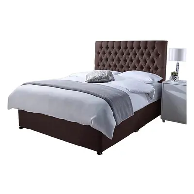 (4ft6 Double (135 x cm), Brown) ORTHOPAEDIC DIVAN BED SET WITH MATTRESS &HEADBOARD