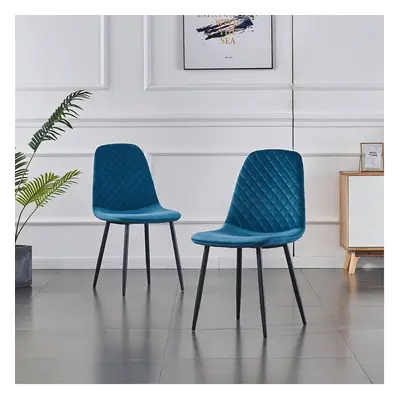 (Teal, 2PCS Dining Chair) 2/4PCS Velvet Dining Chairs Breakfast Metal Legs