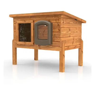 Outdoor Microchip Self Heating Cat House Kennel with One Way Privacy Window