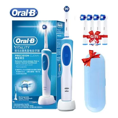 (blue) Oral B D12 Vitality Electric Toothbrush Rechargeable 2D Rotating Deep Clean Replacement B