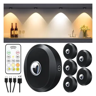 (3 Color Temperatures) Under Cabinet Kitchen Light Rechargeable, LED Puck Light with Remote Cont