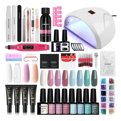 (S-04) Phoenixy Manicure Set With 36w Uv Led Nail Lamp Acrylic Gel Poly Nail Gel Kit Nail Extens