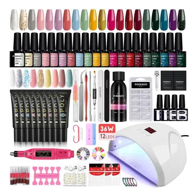 (set 04) Phoenixy Nail Set With Nail Lamp Nail Dryer Nail Drill Machine Manicure Set Kit Soak-of