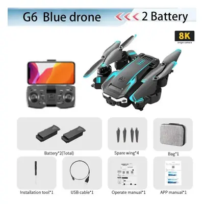 (blue, 8K camera-2 B) S6 New Professional Foldable Quadcopter Aerial Drone Hd Camera Rc Helicopt