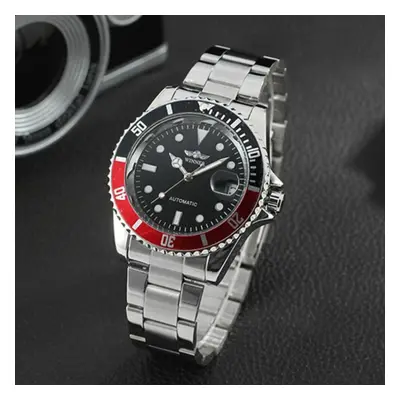 (black,red) Winner Fashion Black Red Sport Watches Calendar Display Automatic Self-wind Watches 