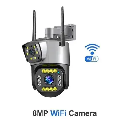 (WiFi EU PLUG) New Dual Lens 4G/WiFi IP Camera 8MP 4K Surveillance Camera Wireless Outdoor Smart