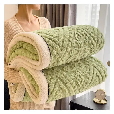 (green, 200*230cm) Winter Warm Sleeping Blanket Soft Comfortable Flannel Fleece Blankets For Bed