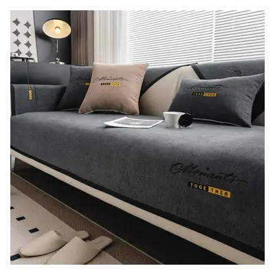 (dark grey, 110x180cm) Chenille Sofa Cover For Living Room Non-slip Sofa Towel Mat Couch Cover C