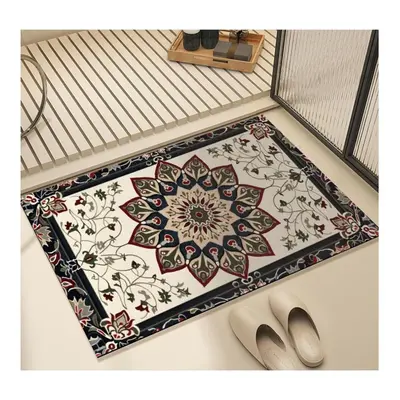 (120*160cm) Bohemian Vintage Flowers Soft Kitchen Rug Anti-fatigue Kitchen Rug Waterproof Non-sl