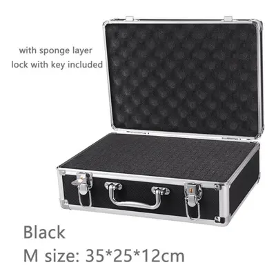 (black, wish sponge Lock) Portable Aluminum Tool Box Safety Equipment Toolbox Instrument Box Sto