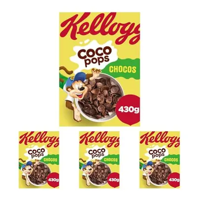 Kellogg's Coco Pops Chocos Chocolate Breakfast Cereal 430g (Pack of 4)