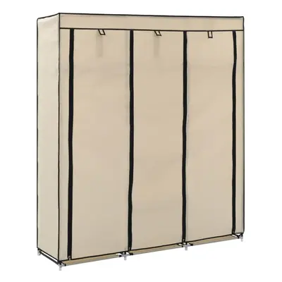 vidaXL Wardrobe with Compartments and Rods Cream Fabric Garment Organiser