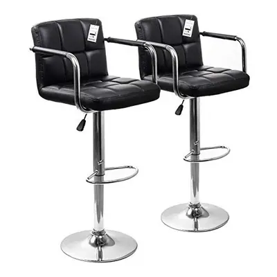 Display4top Bar Stools, with Chromed Framework, Degree Rotary, Soft Padded Chairs,Set of (Black/