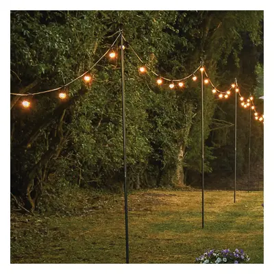 1.8m or 2.4m Steel Metal Pole for Festoon Lights | Outdoor Garden Hanging Lantern String Lightin