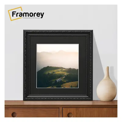 (Black With Black Mount, 60x60CM Pic (70x70CM Frame)) Square Size Black Picture Frame, Shabby St