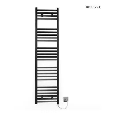 (300 x 1400mm) Black Electric Bathroom Towel Rail Radiator