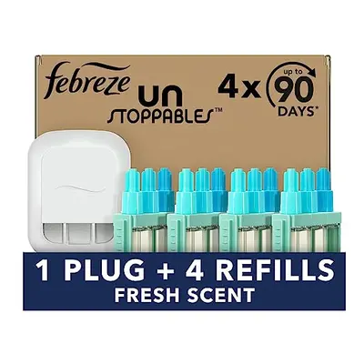 Febreze Unstoppables 3Volution Plug In Air Freshener Starter Kit, Plug-In Diffuser: Plug + Refil