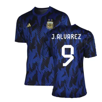 (XL) Argentina Pre-Match Shirt (Blue) (J.ALVAREZ 9)