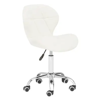 Premier Housewares White Velvet Quilted Home Office Chair