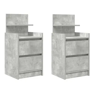 (concrete grey, pcs) vidaXL Bedside Cabinets with Drawers pcs Concrete Grey 38x34x80 cm