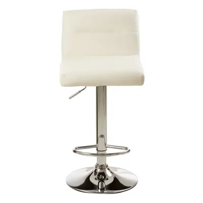 Sleek White Seat Bar Stool With Chrome Base, Comfortable Bar Chair, Adjustable Height Modern Bar