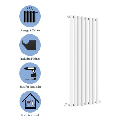 (Single, 1600x472mm) White Single/Double Oval Column Radiator