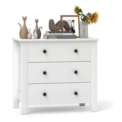 3-Drawer Wooden Dresser Chest of Drawers With Wood Legs White