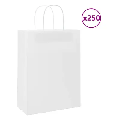 (white, x x cm) vidaXL Paper Bags pcs with Handles Brown 21x11x36 cm Paper Grocery Bag