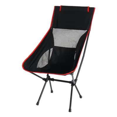 (Black) Outdoor Camping Chair Oxford Cloth Portable Folding Lengthen Camping Ultralight Chair Se