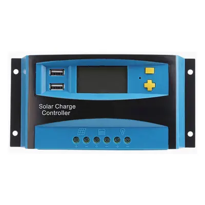 (Blue) 30A 12V/24V PWM Solar Panel Battery Regulator Charge Controller LCD Dual USB