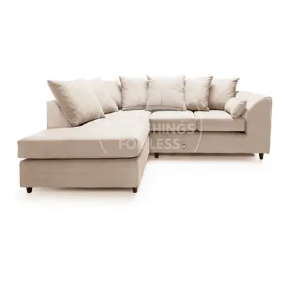 (Cream, Left Hand Corner) Casper Chenille Fabric Corner Sofa Range