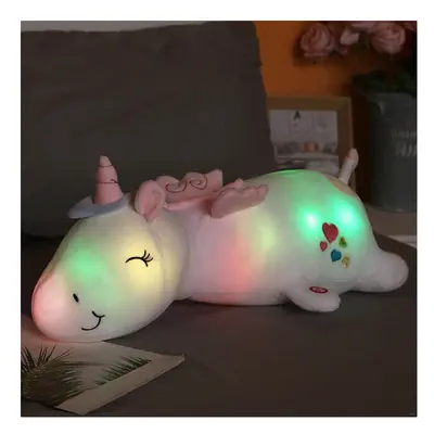 (white, 60CM) 60CM Cute Glowing LED Light Unicorn Plush Toys Lovely Luminous Animal